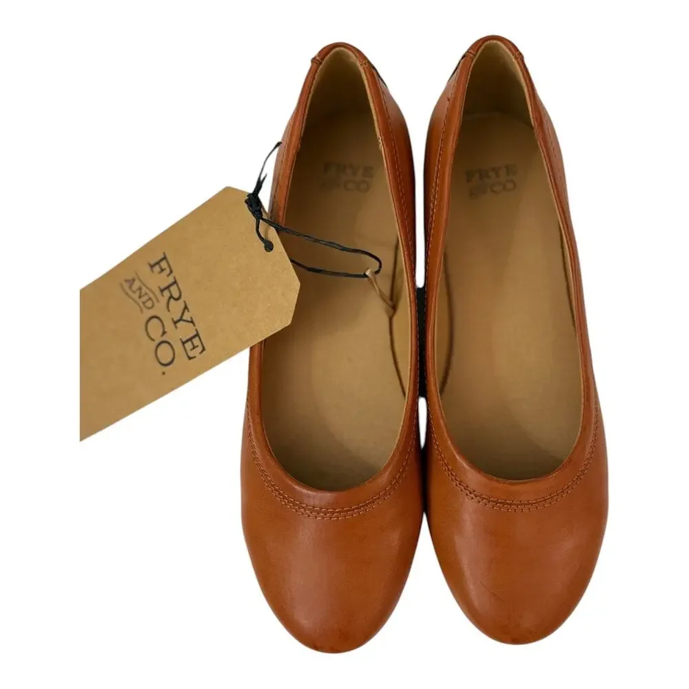 Frye & Co Rivka Ballet Flats Cognac Brown Size 6.5M NWT